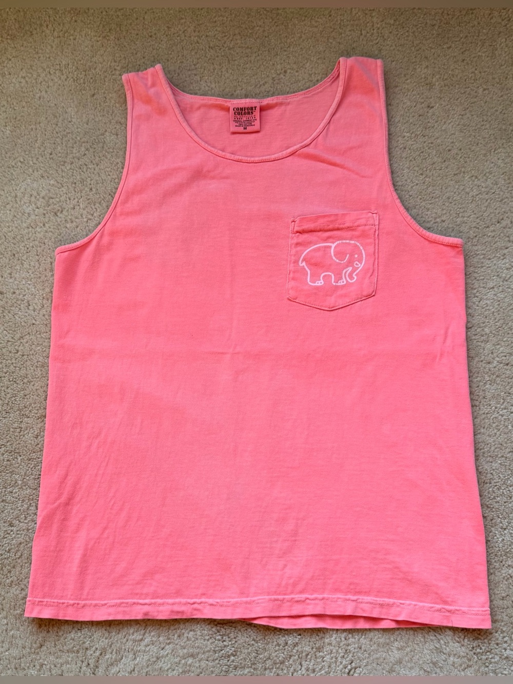 Ivory Ella Women's Coral Tank Top w/ Floral Elephant Logo on Back - Sz M - EUC